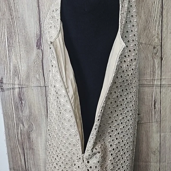 Michael Kors Neutral Shimmer Gold Eyelet Dress Sz 10 - Picture 6 of 11
